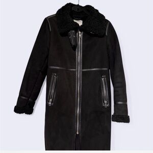 Zara Faux Sherpa & Suede Long Coat